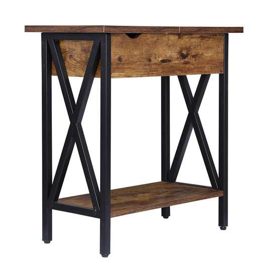 24" Flip Top End Table with Charging Station & Hidden Storage