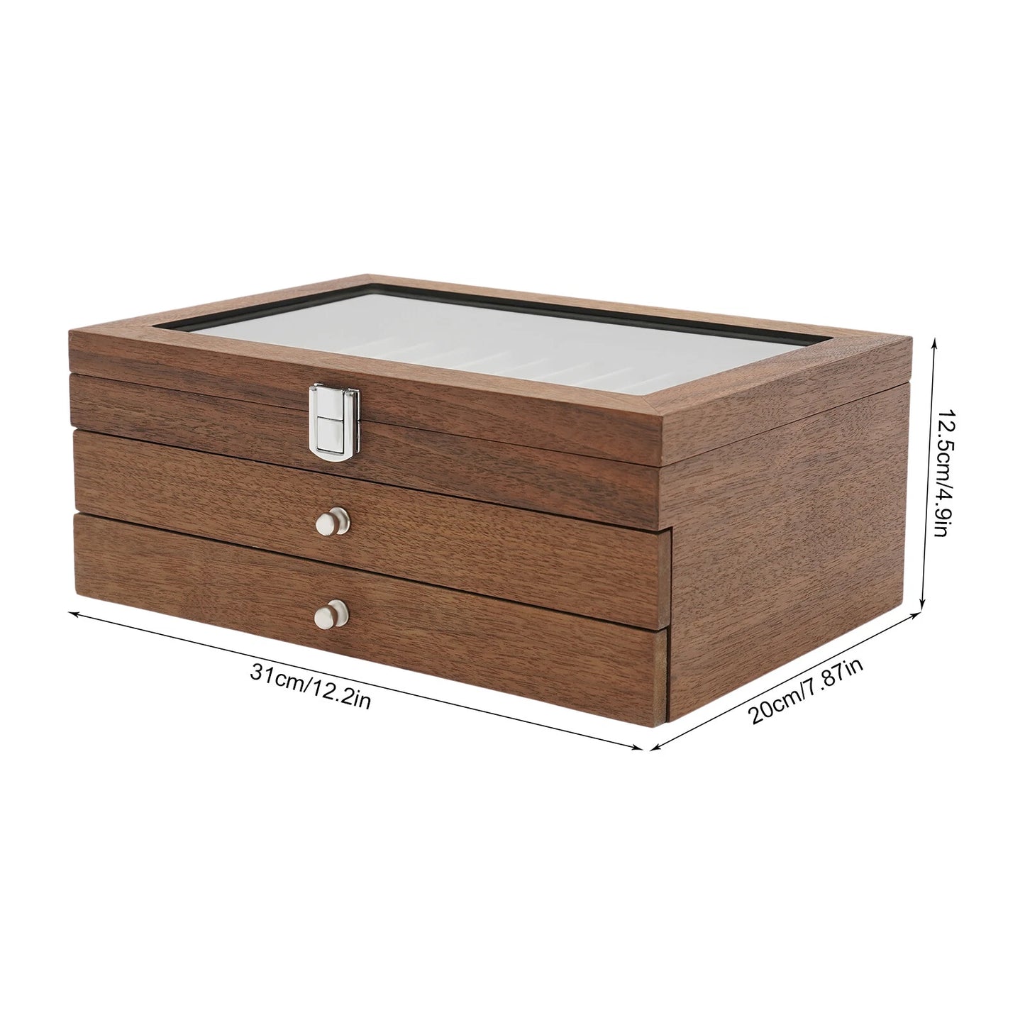 3-Layer Wood Pen Display Box – 34 Slot Organizer with Clear Acrylic Lid