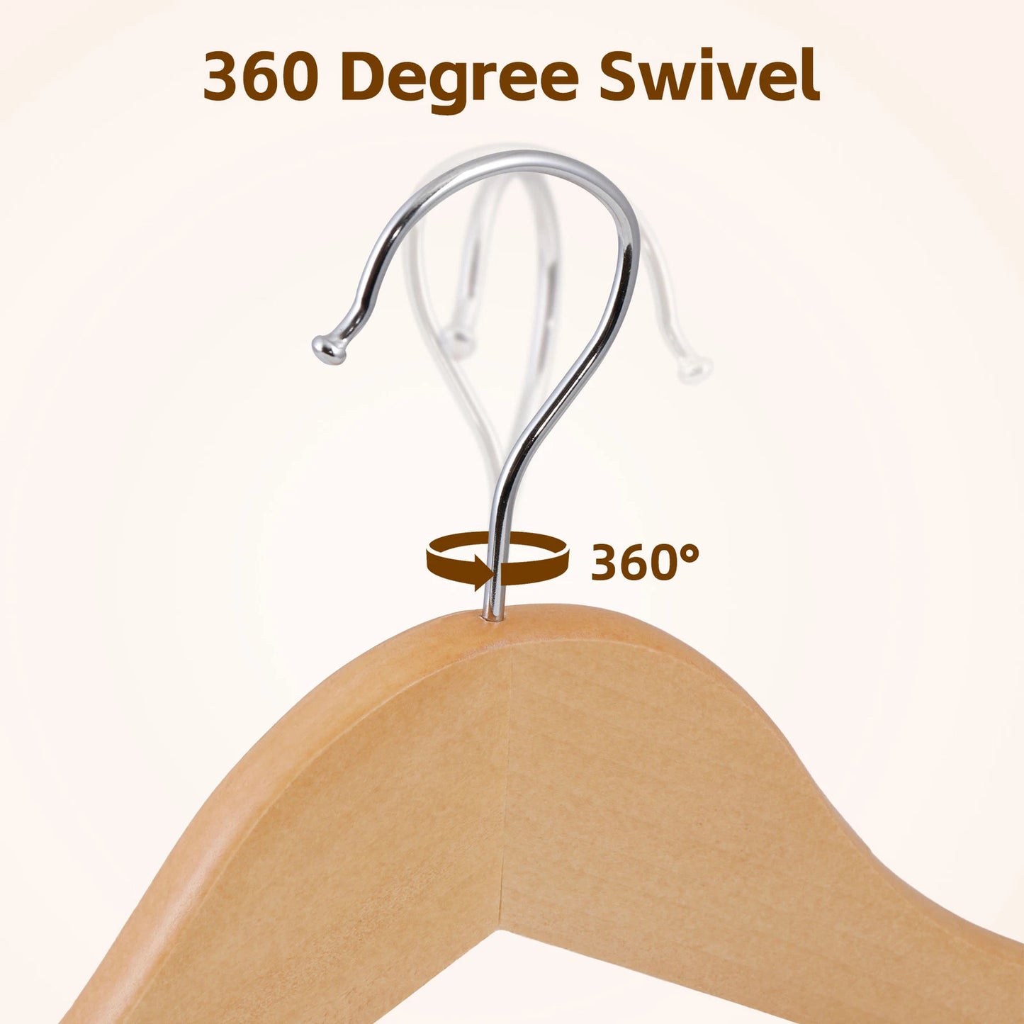 Home Collection 50 Pack Premium Wooden Clothes Hangers with Non-Slip Grooves