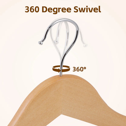Home Collection 50 Pack Premium Wooden Clothes Hangers with Non-Slip Grooves