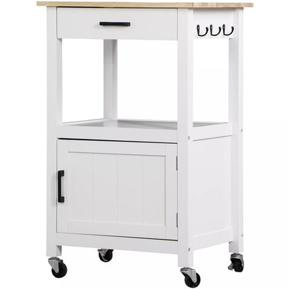 35'' Rolling Kitchen Island Cart with Storage Cabinet and Drawer