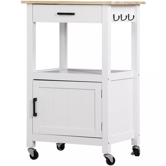 35'' Rolling Kitchen Island Cart with Storage Cabinet and Drawer