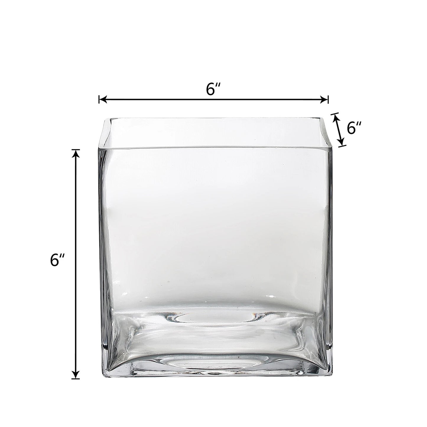 6 Clear Glass Cube Vases