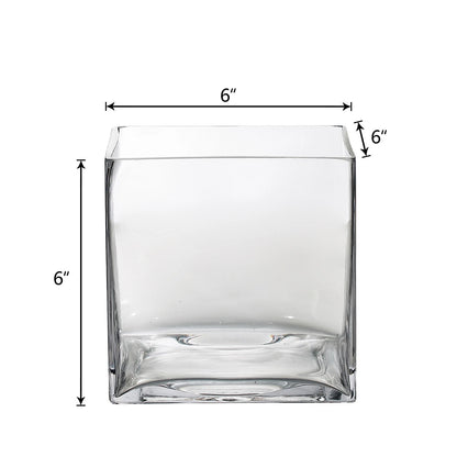 6 Clear Glass Cube Vases