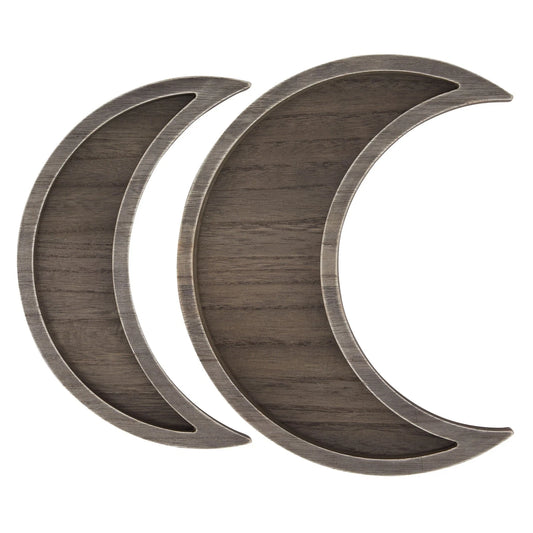 2-Piece Wooden Crescent Moon Crystal Display Trays