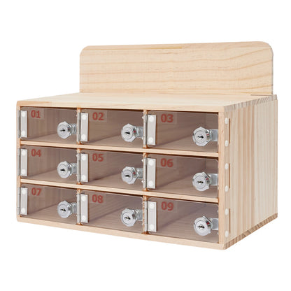 9-Slot Cell Phone Storage Cabinet – 3-Tier Organizer with Keys