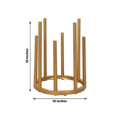 10" Gold Round 8-Tube Minimalist Metal Flower Vase