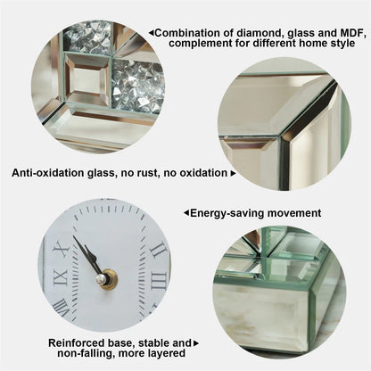 Sparkle Crush Diamond Mirrored Desk Clock