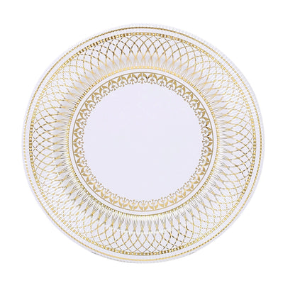 Home Collection 25-Pack White Gold 13" Vintage Round Disposable Paper Charger Plates
