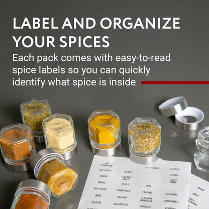 15-Pack Hexagonal Magnetic Spice Jars with Lids