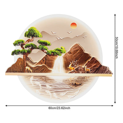 LED Wall Art Decor – Chinese Landscape Wall Decoration with Remote