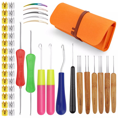 48-Piece Dreadlock Crochet Hook Tool Set with Storage Bag