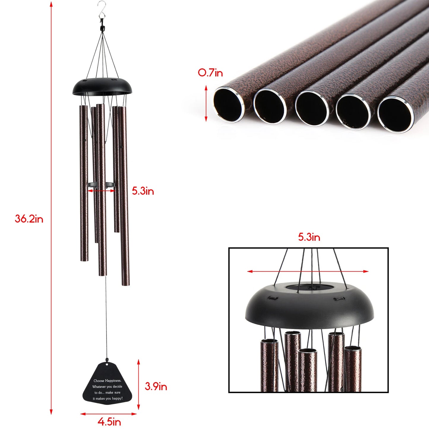 36-Inch Large Deep Tone Wind Chimes