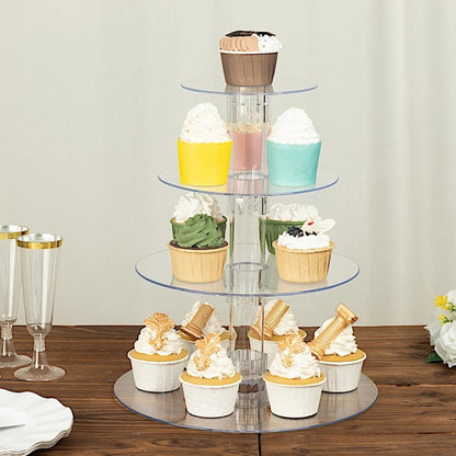Home Collection Round 4-Tier Acrylic Cupcake and Dessert Display Stand Clear 14"
