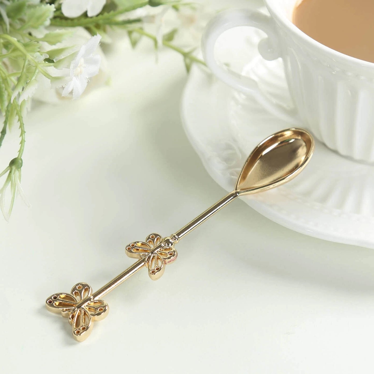 Home Collection Pack of 10 Gold Metal Butterfly Handle Coffee Spoons