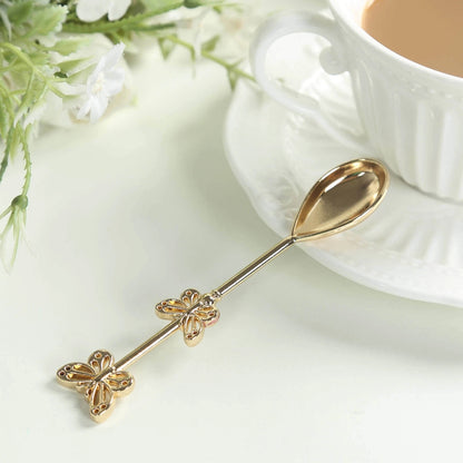 Home Collection Pack of 10 Gold Metal Butterfly Handle Coffee Spoons