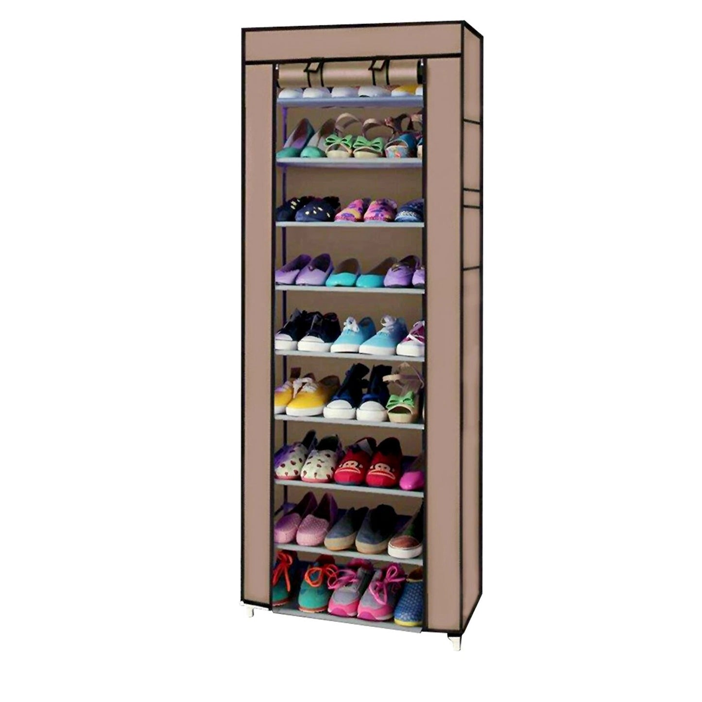 Home Collection Portable 9-Tier Shoe Rack Storage Organizer with Dust Cover