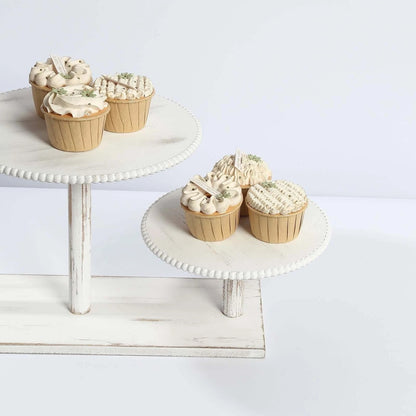 Home Collection  3-Tier Whitewash Wooden Cake Stand