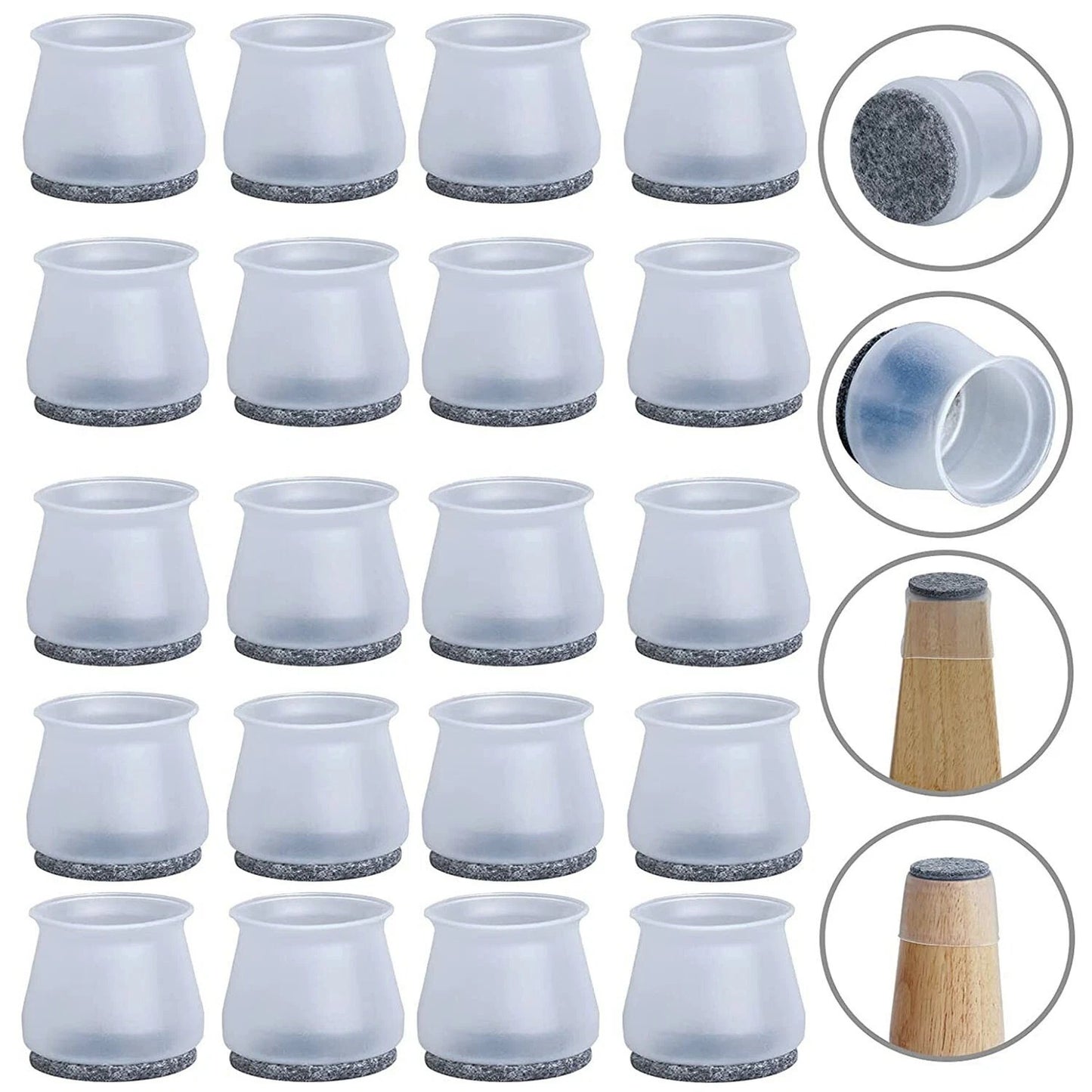 24Pcs Silicone Felt Chair Leg Protectors