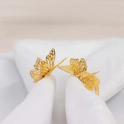 Pack of 4 Laser Cut Butterfly Metal Napkin Rings Gold