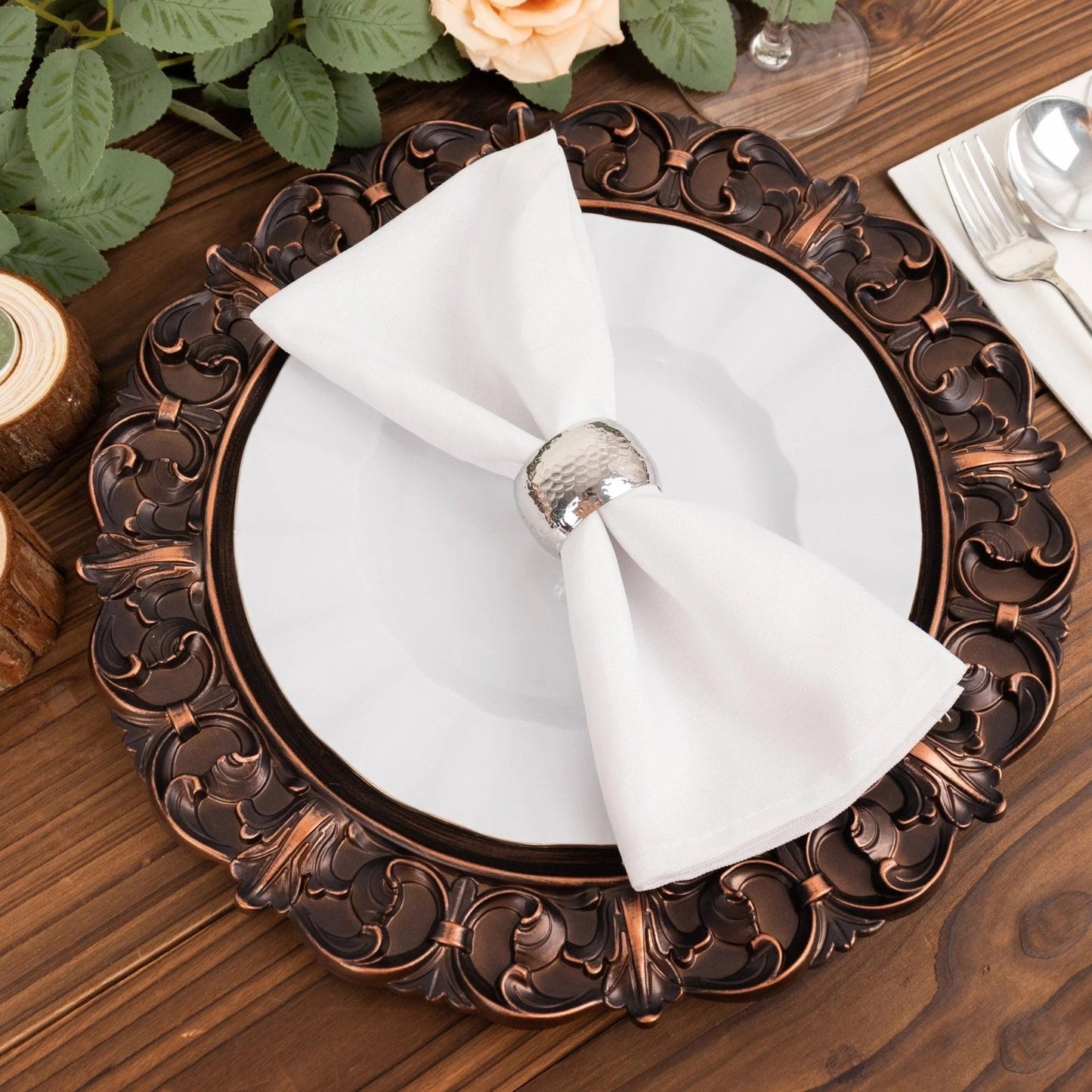 Home Collection Pack of 6 Round Acrylic Charger Plates Dark Brown 13 Inch