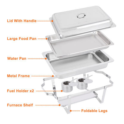Home Collection 8Qt Stainless Steel Chafing Dish Buffet Set