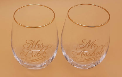 Crystal Stemless Wine Glass Set of 2