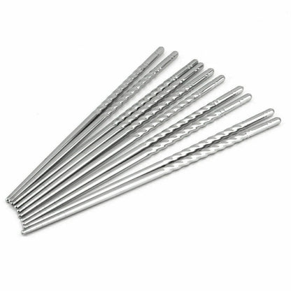 Home Collection 5 Pairs 9" Stainless Steel Chopsticks