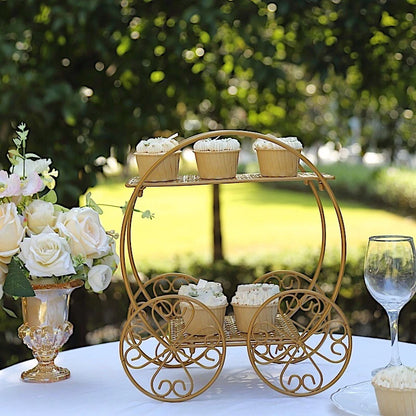 Home Collection 14" Gold Cinderella Carriage 2-Tier Cupcake Stand