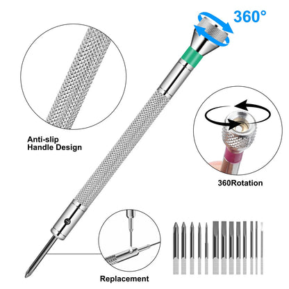 28x 360° Rotation Watch Repair Tools Mini Screwdriver Set