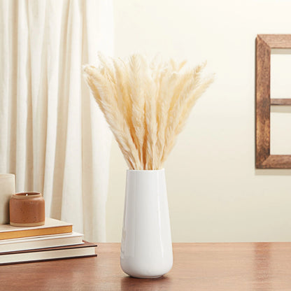 40-Piece Natural Dried Pampas Grass with White Ceramic Vase