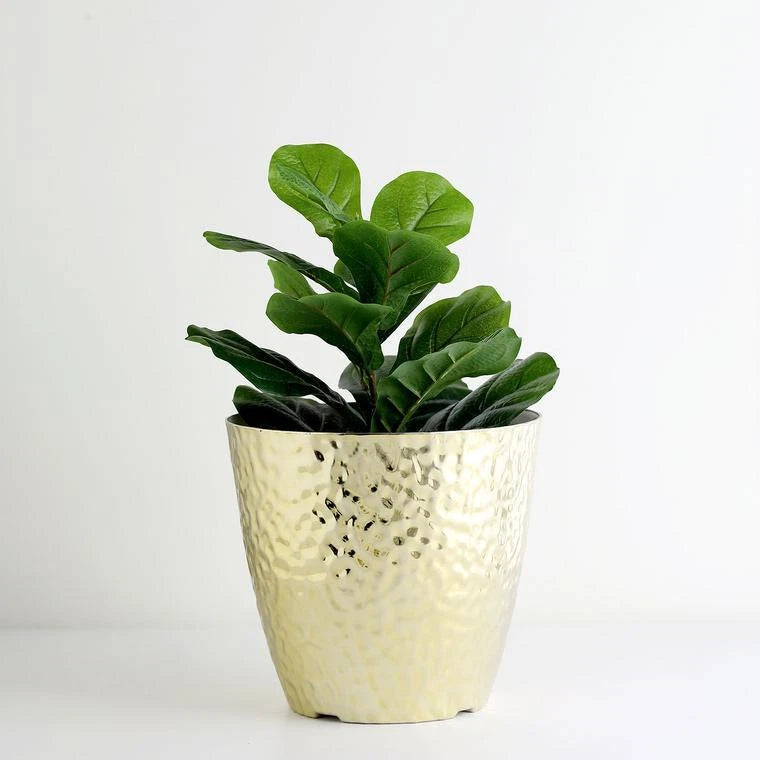 3 pcs 11" Metallic Hammered Plastic Flower Pots