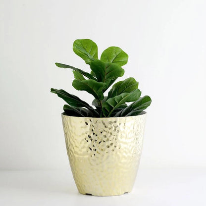 3 pcs 11" Metallic Hammered Plastic Flower Pots