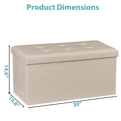 30-Inch Folding Storage Ottoman Bench