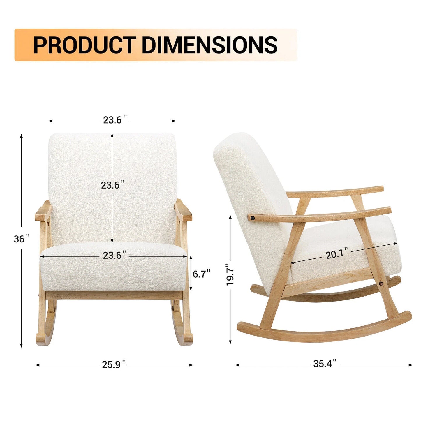 Modern Rocking Chair – Comfy Upholstered Single Sofa