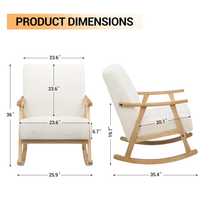 Modern Rocking Chair – Comfy Upholstered Single Sofa