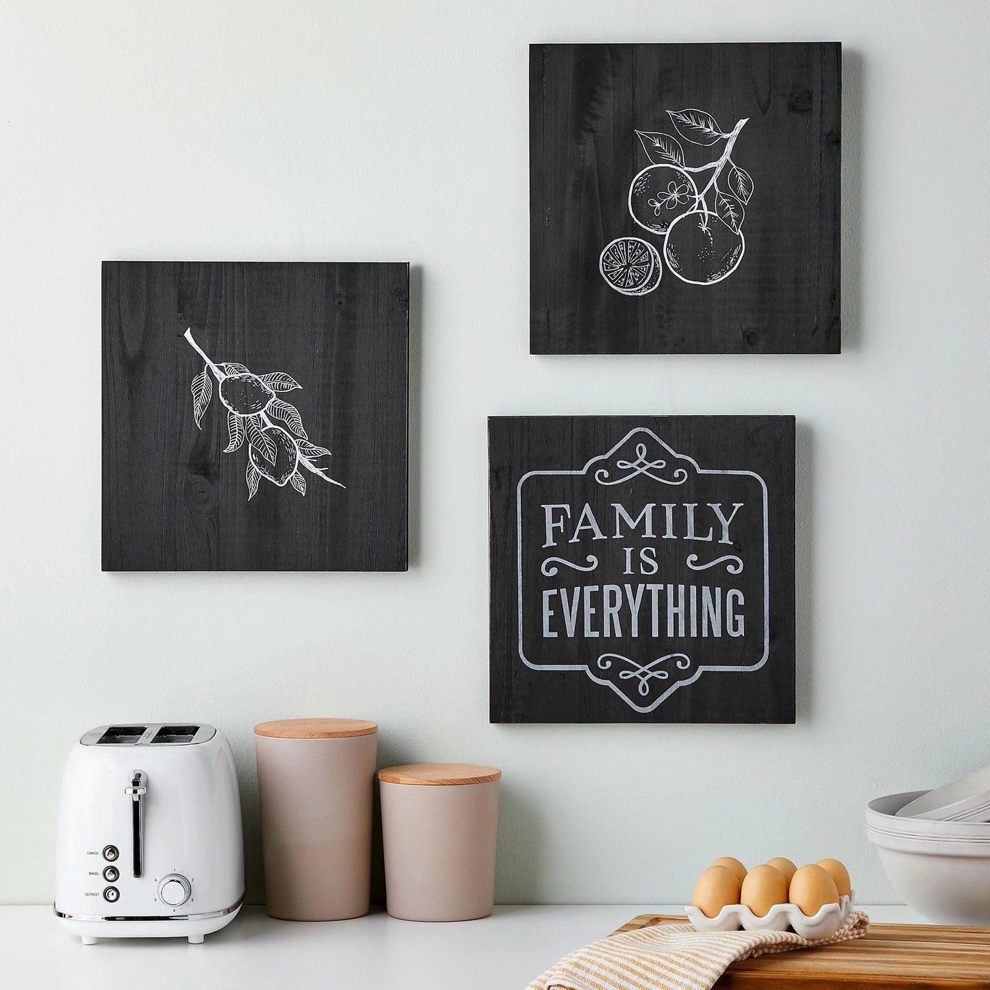 3-Pack 12x12 Black Washed Wooden Plaques