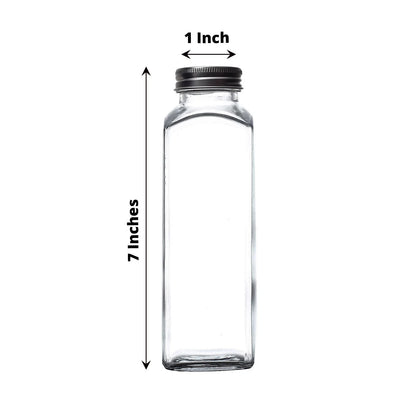 Home Collection 12-Piece 12 oz Refillable Square Glass Bottles with Aluminum Caps
