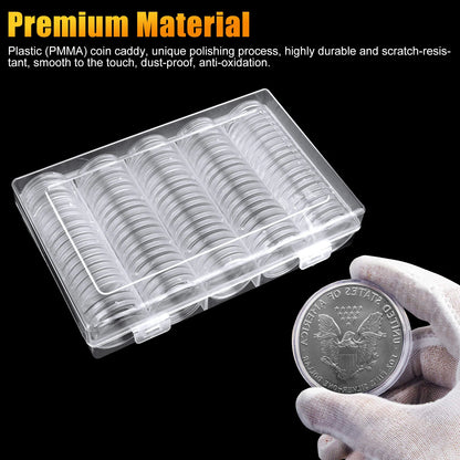 100Pcs 30mm Clear Round Coin Capsules