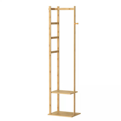 Bamboo Coat Rack with Shoe Storage and Hat Shelf