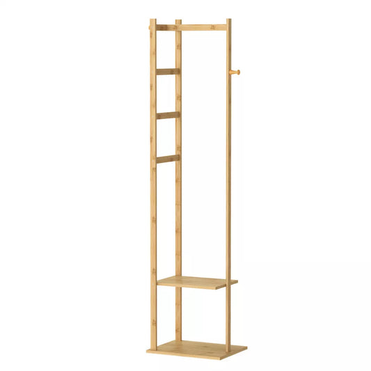 Bamboo Coat Rack with Shoe Storage and Hat Shelf