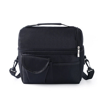 Insulated Dual-Compartment Leakproof Lunch Tote Cooler Bag Black