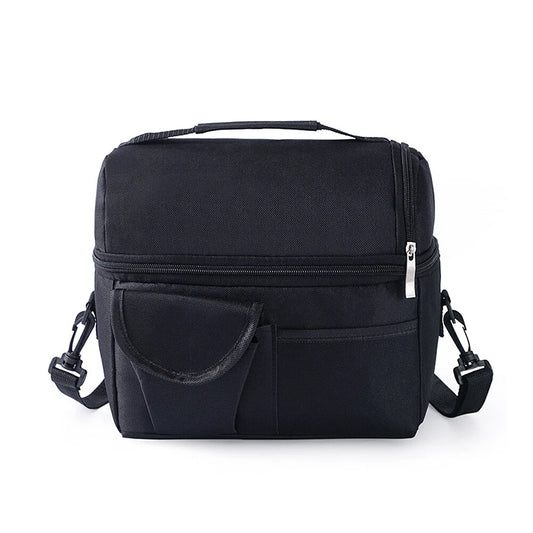 Insulated Dual-Compartment Leakproof Lunch Tote Cooler Bag Black