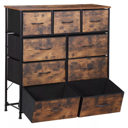 Rustic Brown 9-Drawer Dresser Storage Cabinet