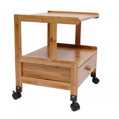 Mobile Printer Stand Rolling Cart – 2/3 Tier Bamboo Storage