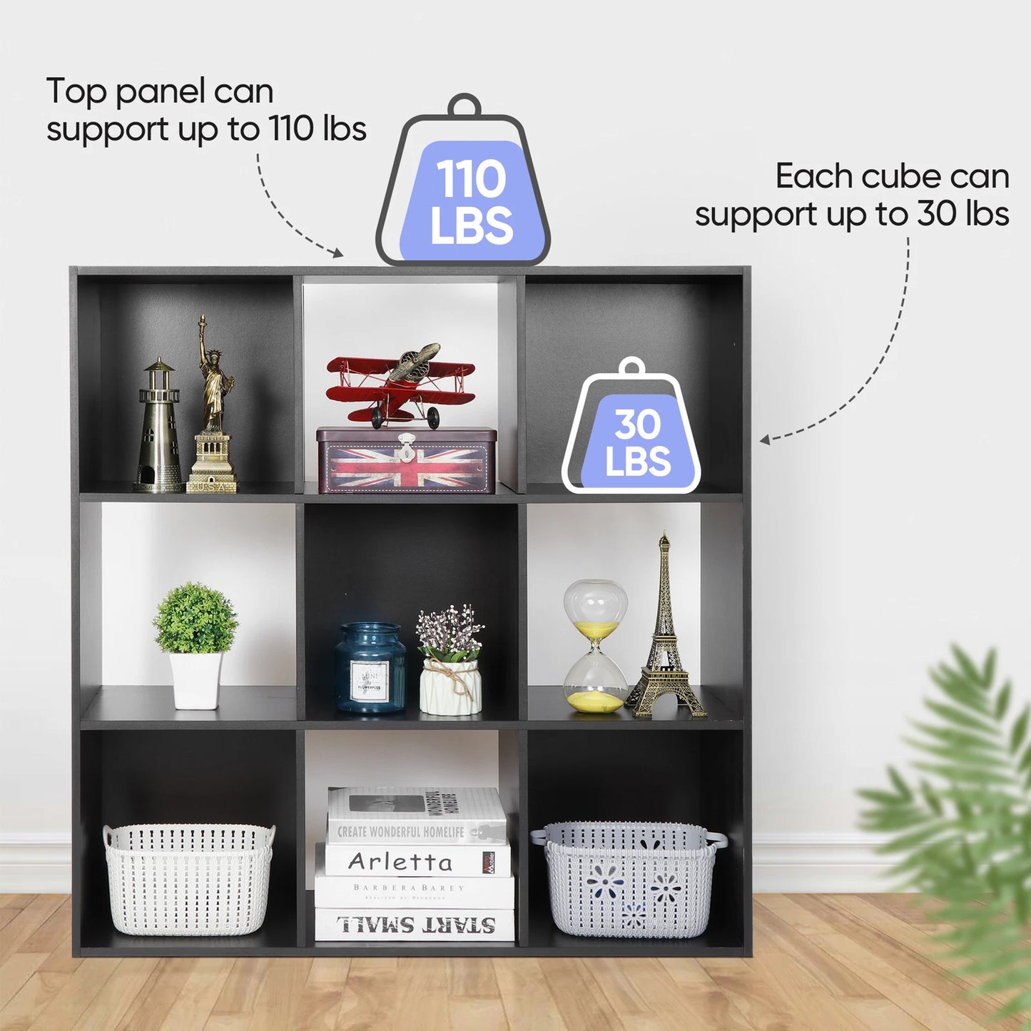 Home Collection 9 Cube Storage Organizer Bookshelf