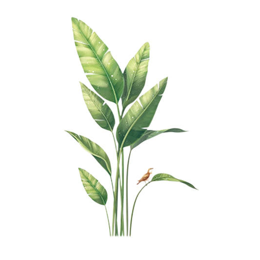 Green Wall Stickers Tropical Plants with Birds