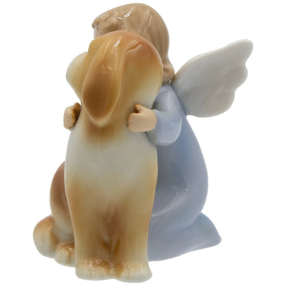 Embracing Angel & Puppy Porcelain Figurine – 3.5"