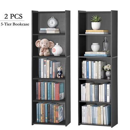 2-Pack 51'' Tall Bookcases – 5-Tier