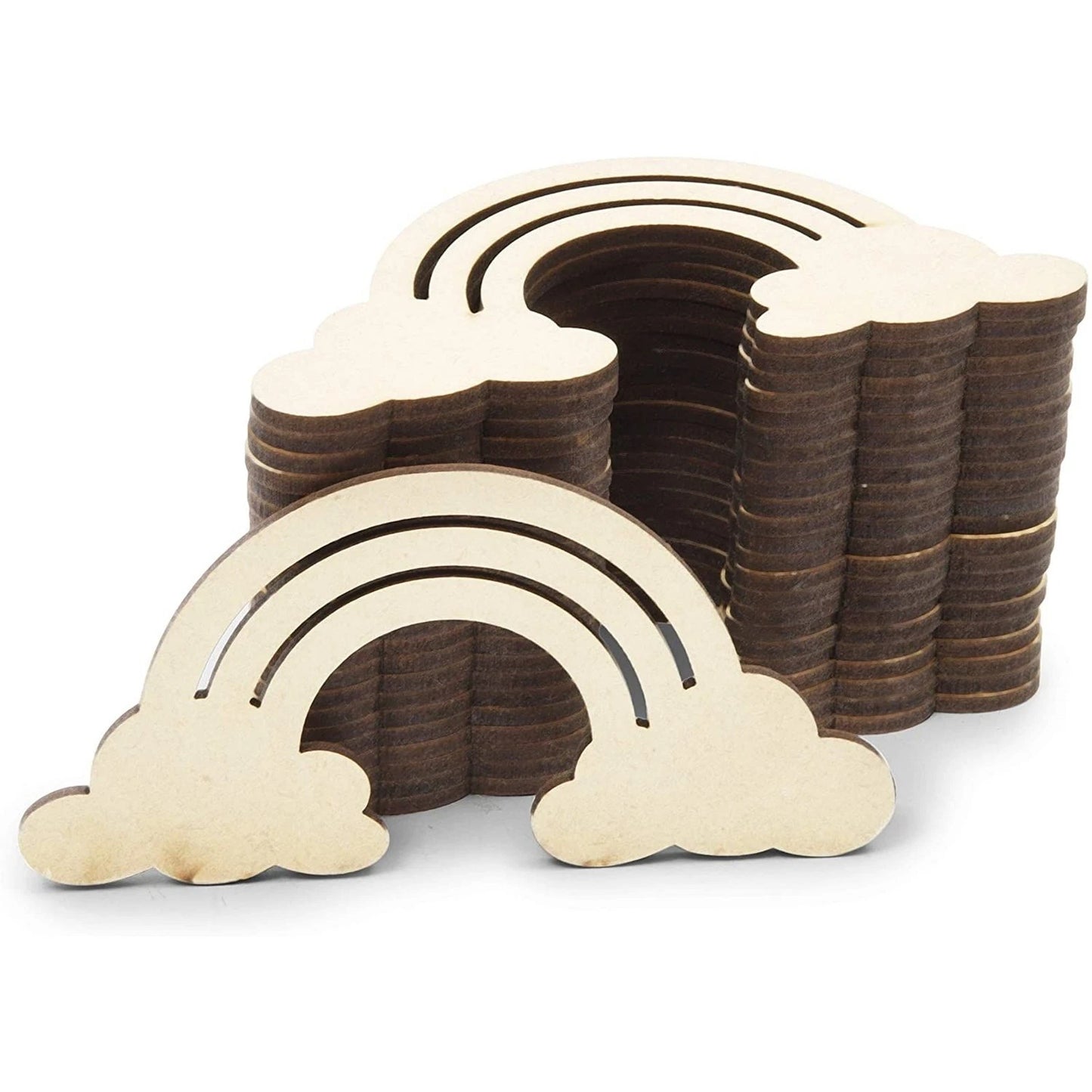 24-Pack Unfinished Wood Rainbow Cloud Cutouts for Crafts and Decor